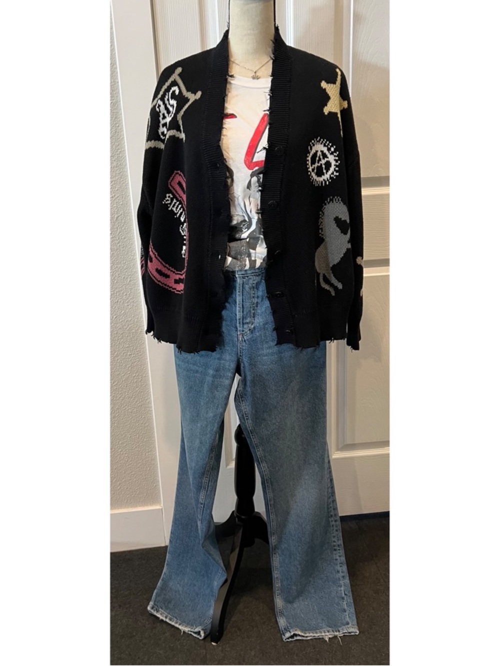 #1743 All Saints Hester Jacquard Cardigan Medium - Picture 4 of 9